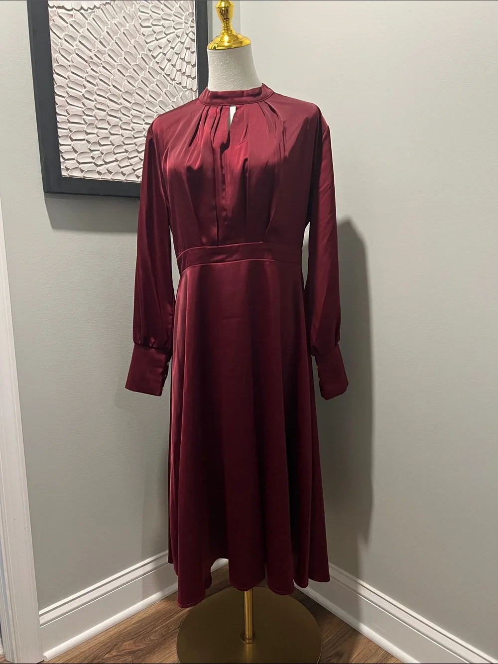 Chicwish Wine Burgundy Long-Sleeve Midi Dress